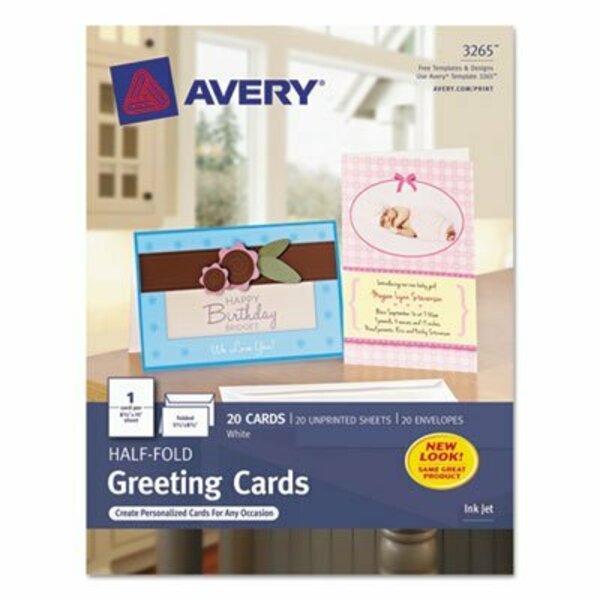 Avery Dennison Avery, HALF-FOLD GREETING CARDS, INKJET, 5 1/2 X 8.5, MATTE WHITE, 20/BOX W/ENVELOPES 3265